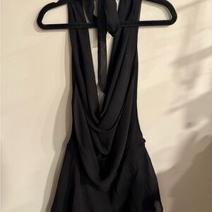 SHEIN Black Halter Backless Sundress